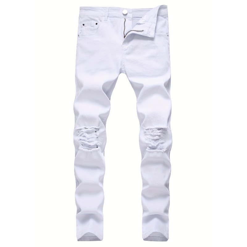 Distressed Jean Rip - جينز ضيق ممزق للرجال، بنطلون دينيم