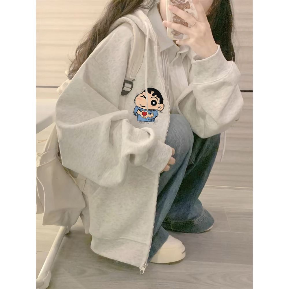 Graphic Hoodie Streetwear - هودي بطبعة كرايون شين-تشان، جاكيت كاجوال