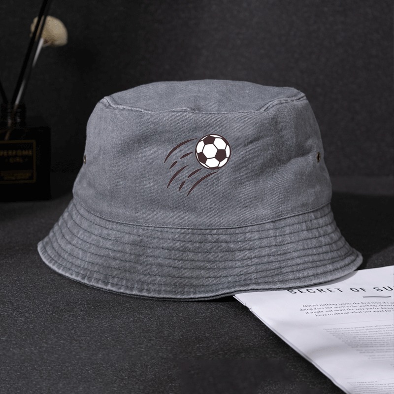 Bucket Hat Embroidered - قبعة دينيم للرجال بتصميم رياضي مطرز،