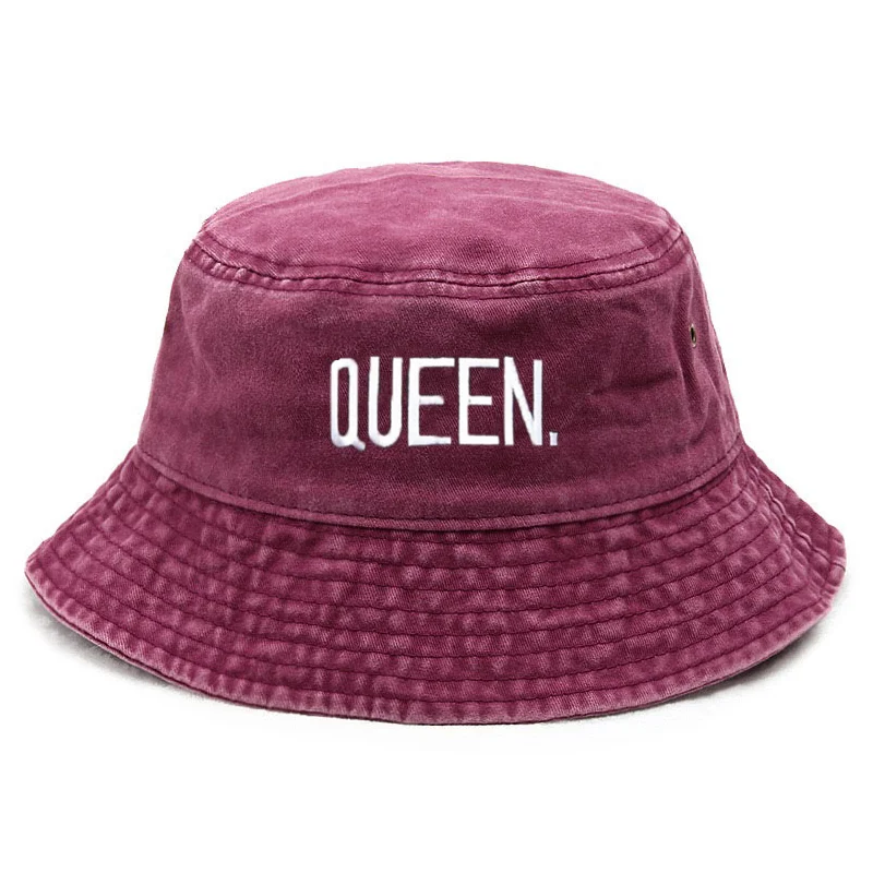 Bucket Hat Embroidered - تخصيص الملكة غسلها خمر قبعة بحافة