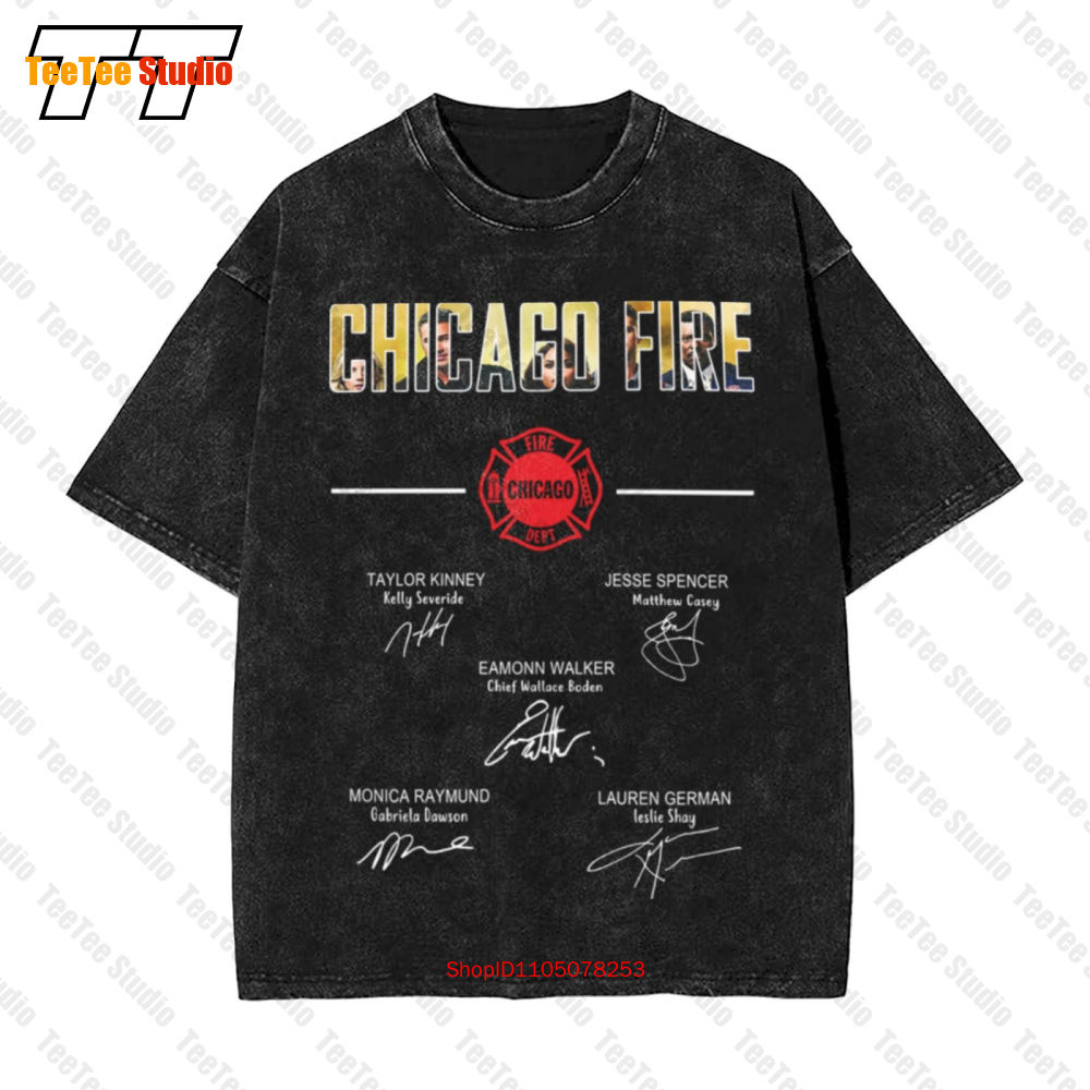 Street Fashion Chicago - تي شيرت Chicago Fire Signatures Film