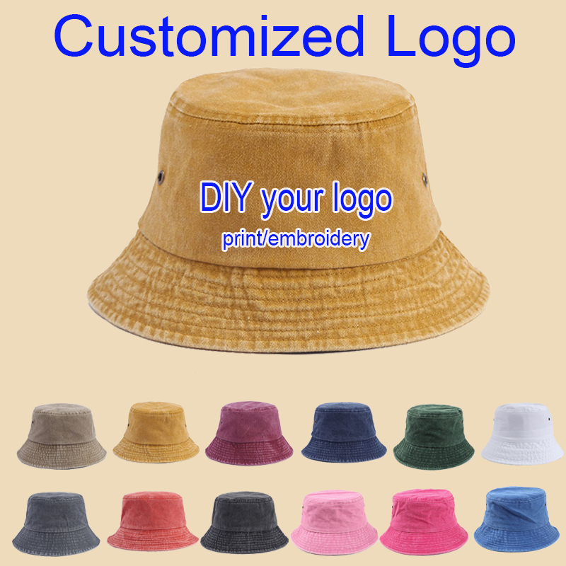 Bucket Hat Embroidered - شعار مخصص طباعة التطريز الأوروبية الأمريكية