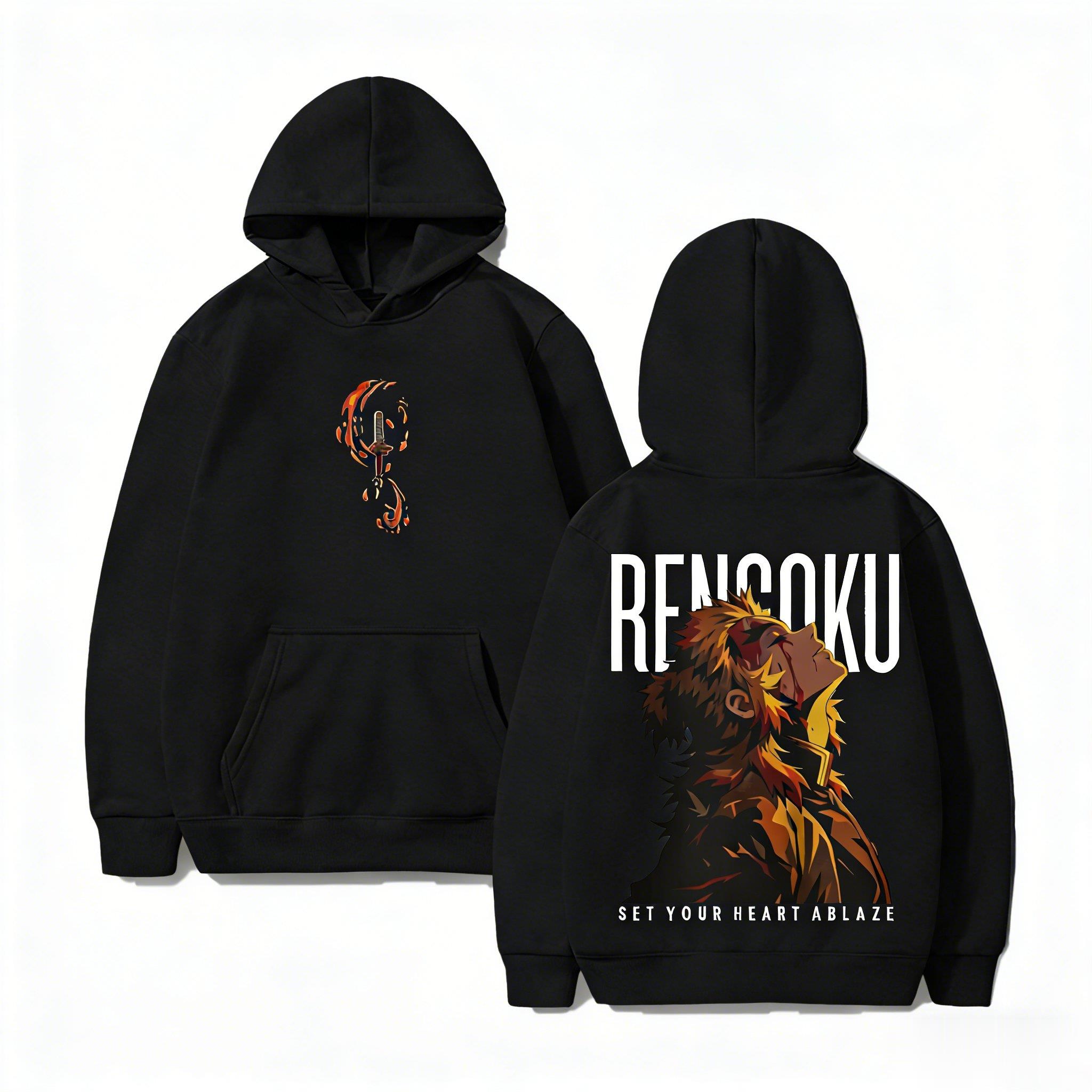 Graphic Hoodie Streetwear - شيطان القاتل Rengoku هوديي أنيمي البلوز