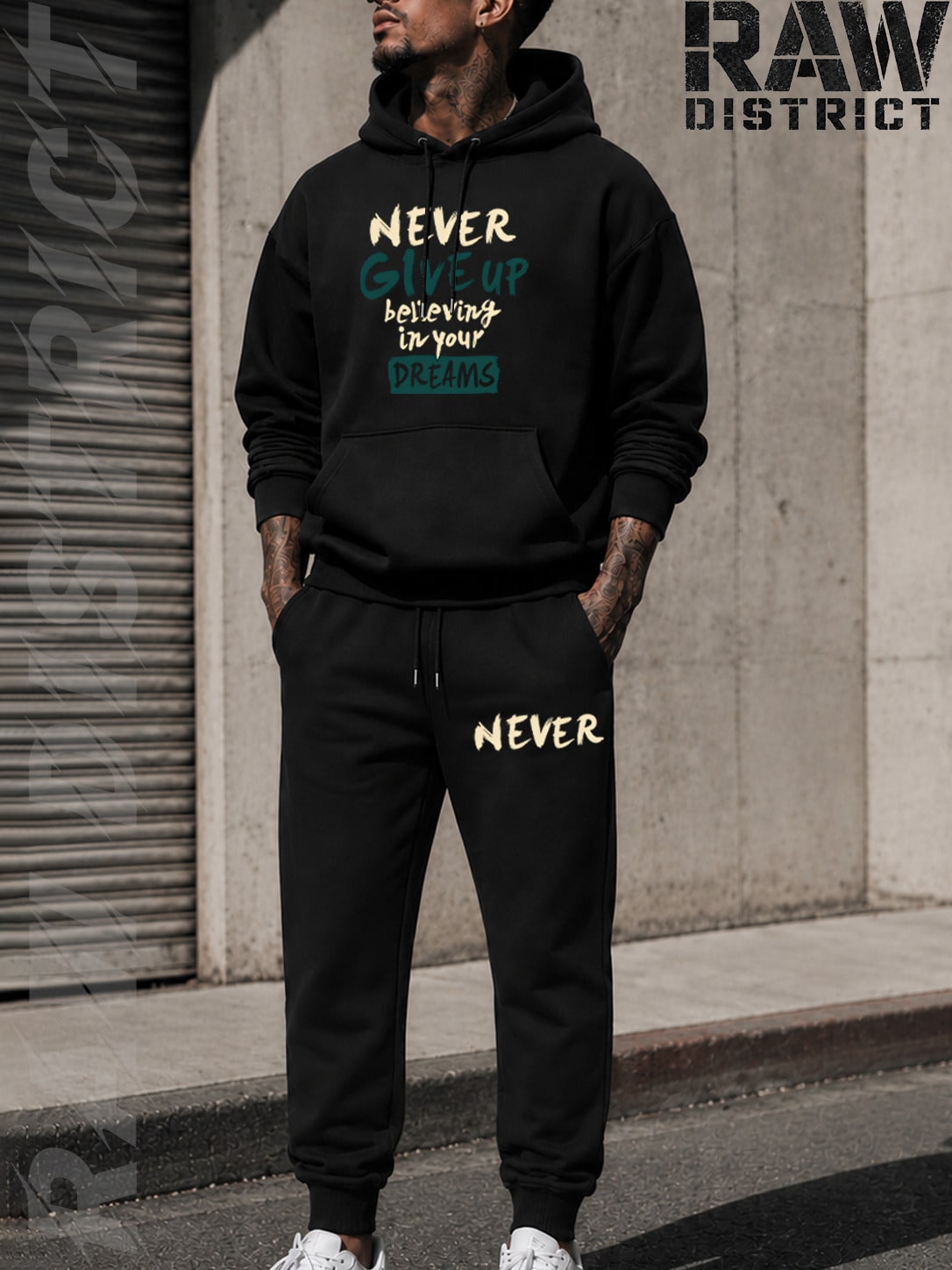 Graphic Hoodie Streetwear - طقم هودي وبنطلون رياضي للرجال، طقم
