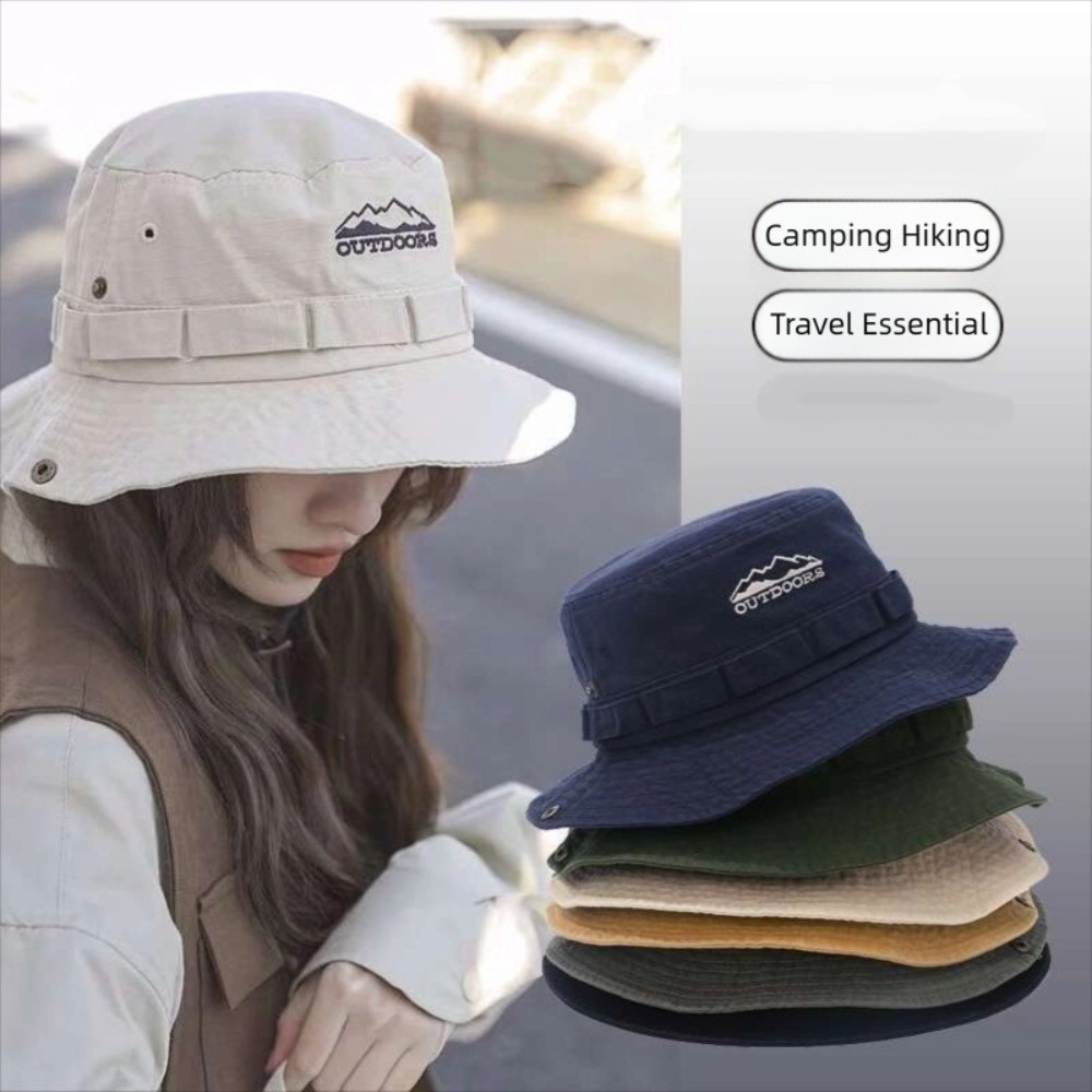 Bucket Hat Embroidered - قبعة التخييم لتسلق الجبال للجنسين، قبعة