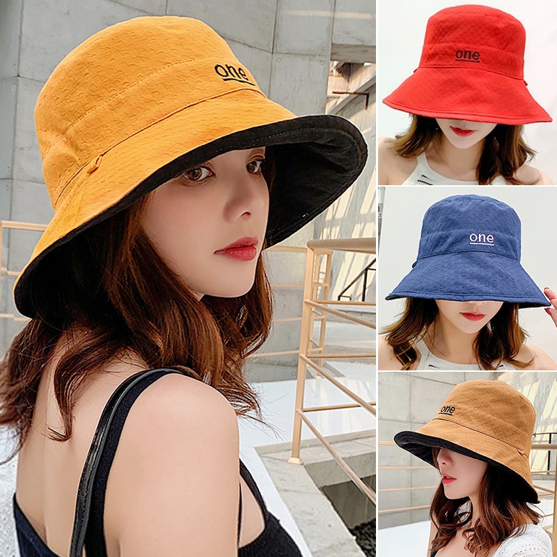قبعة نسائية 'ONE' مطرزة بحروف  - مراجعة Bucket Hat Embroidered وسعره