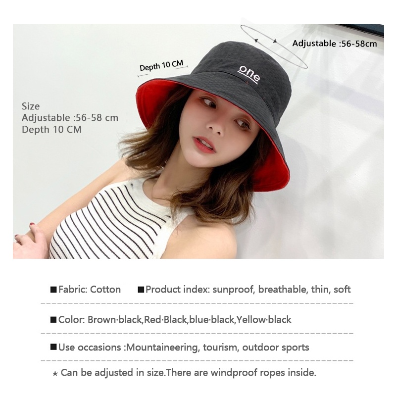 قبعة نسائية 'ONE' مطرزة بحروف  - مراجعة Bucket Hat Embroidered وسعره