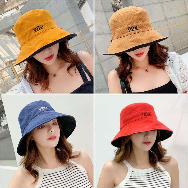 قبعة نسائية 'ONE' مطرزة بحروف  - مراجعة Bucket Hat Embroidered وسعره