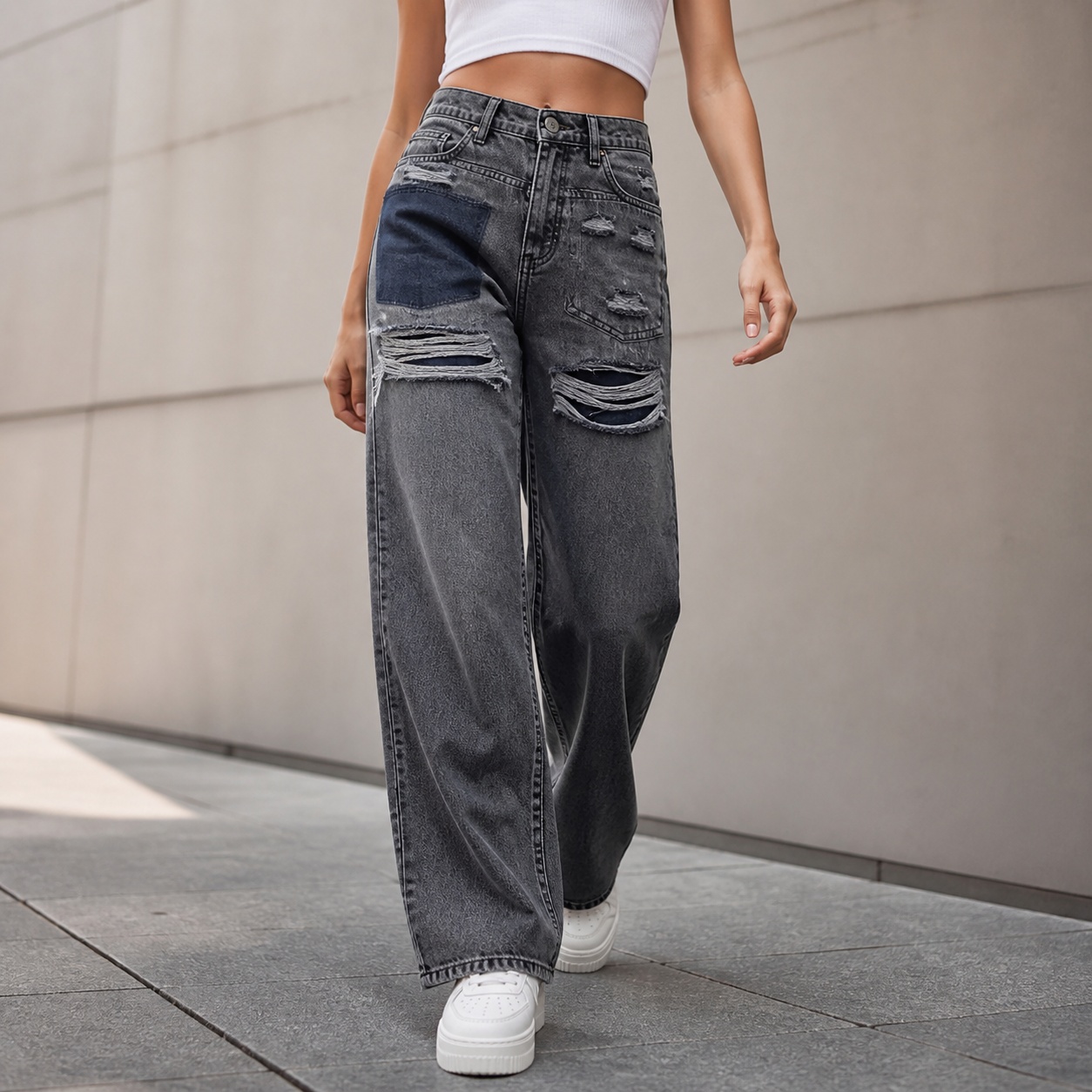 جينز نسائي بخصر متوسط وقصة فضف - مراجعة Distressed Jean Rip وسعره