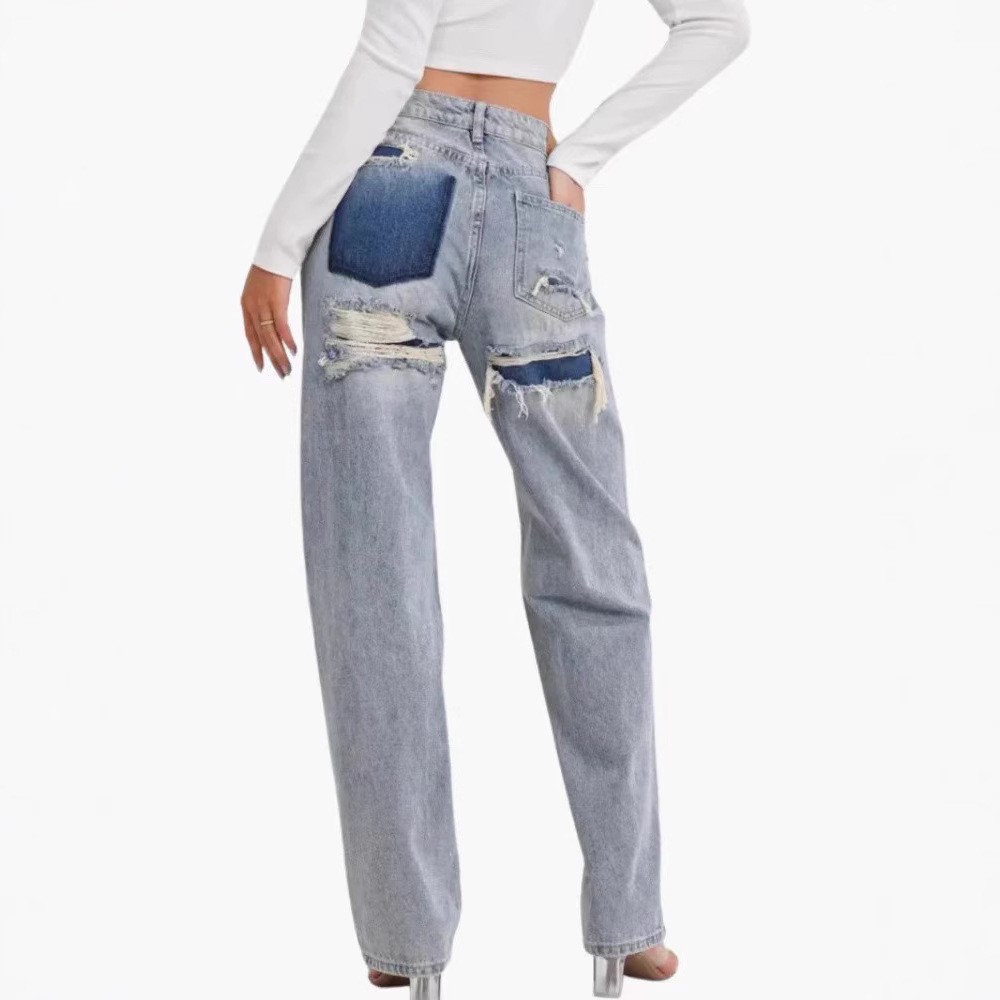 جينز نسائي بخصر متوسط وقصة فضف - مراجعة Distressed Jean Rip وسعره