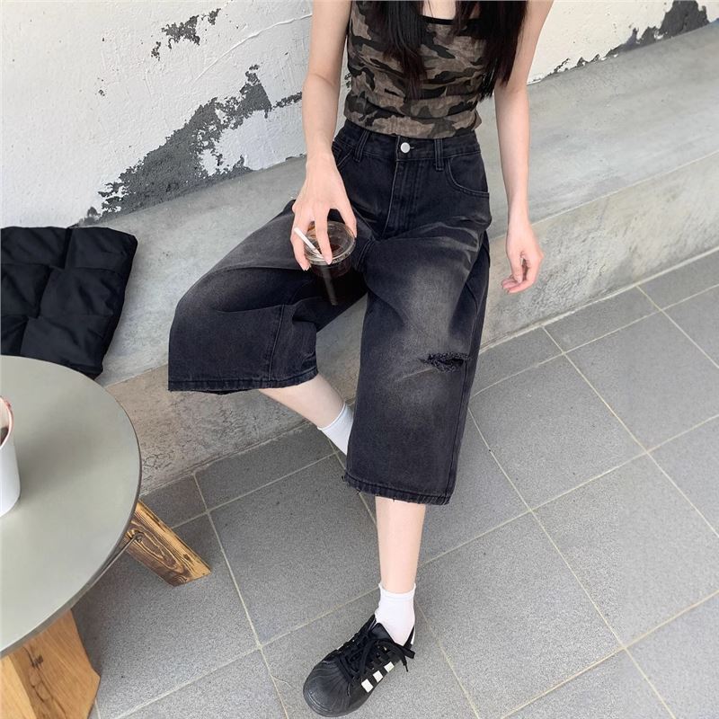 جينز نسائي ممزق بفتحات، بطول ا - مراجعة Distressed Jean Rip وسعره