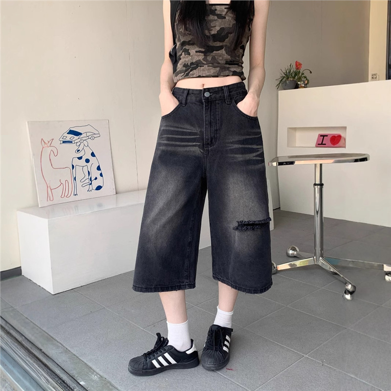 جينز نسائي ممزق بفتحات، بطول ا - مراجعة Distressed Jean Rip وسعره