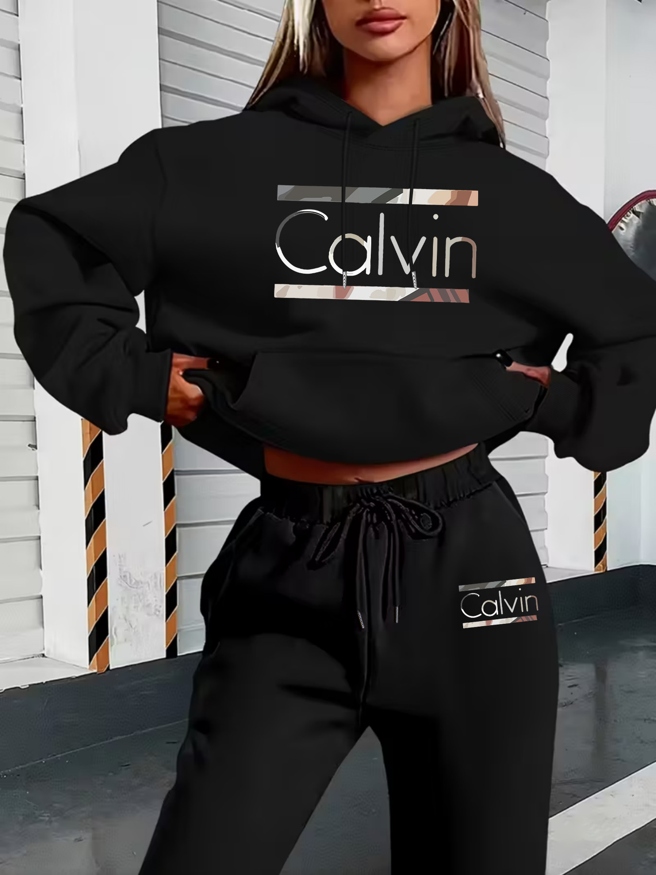 طقم رياضي نسائي مكون من قطعتين - مراجعة Graphic Hoodie Streetwear وسعره